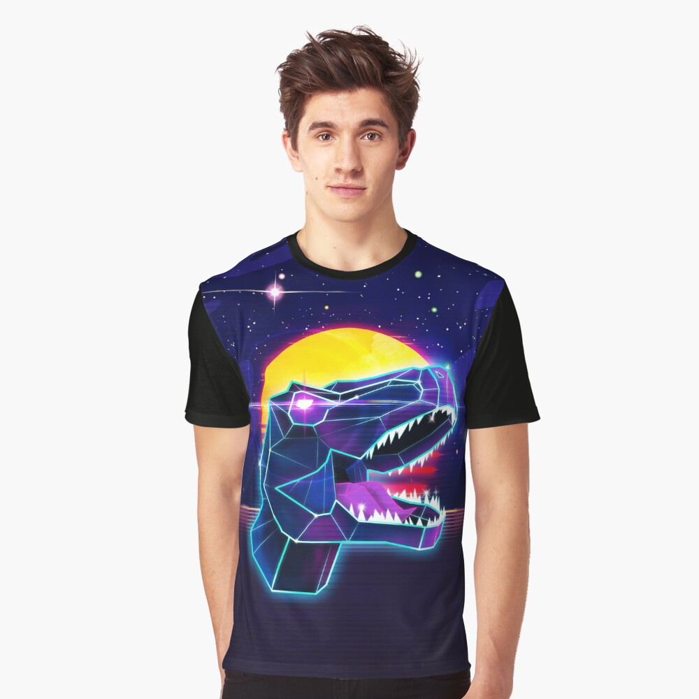 Electric Jurassic Rex - Neon Purple Dinosaur Graphic T-Shirt