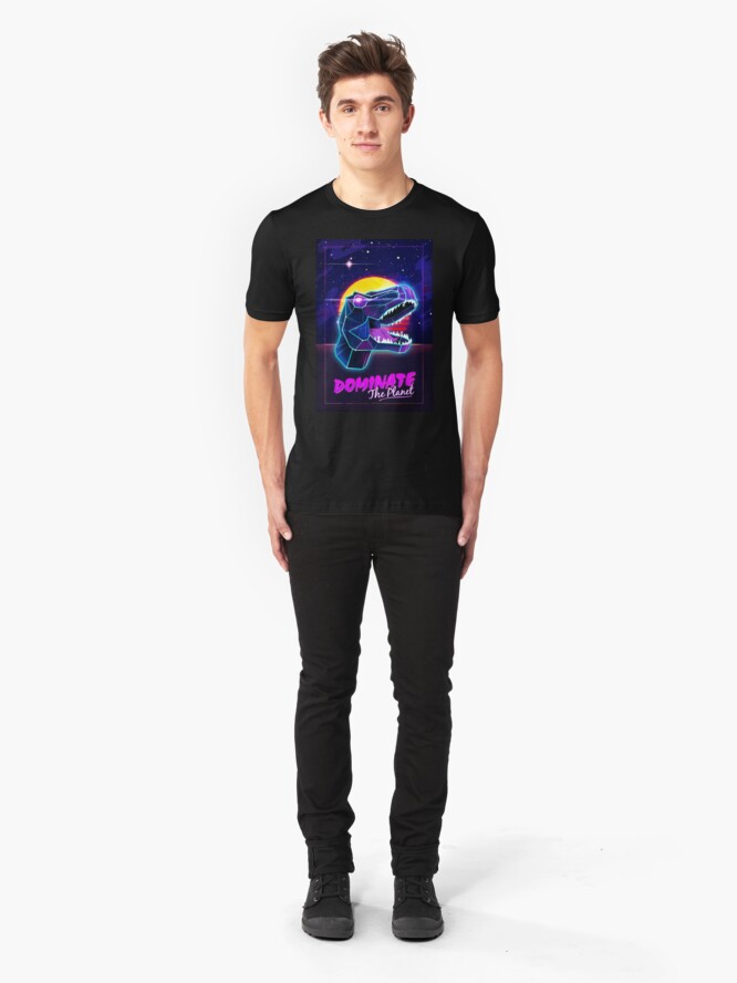 Alternate view of Electric Jurassic Rex - Dominate the Planet Slim Fit T-Shirt
