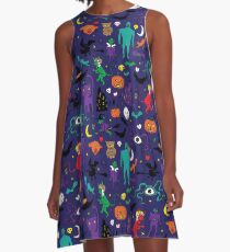 Retro Halloween - original - Halloween pattern by Cecca Designs A-Line Dress