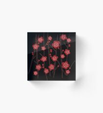 Plum Flower - Black Acrylic Block