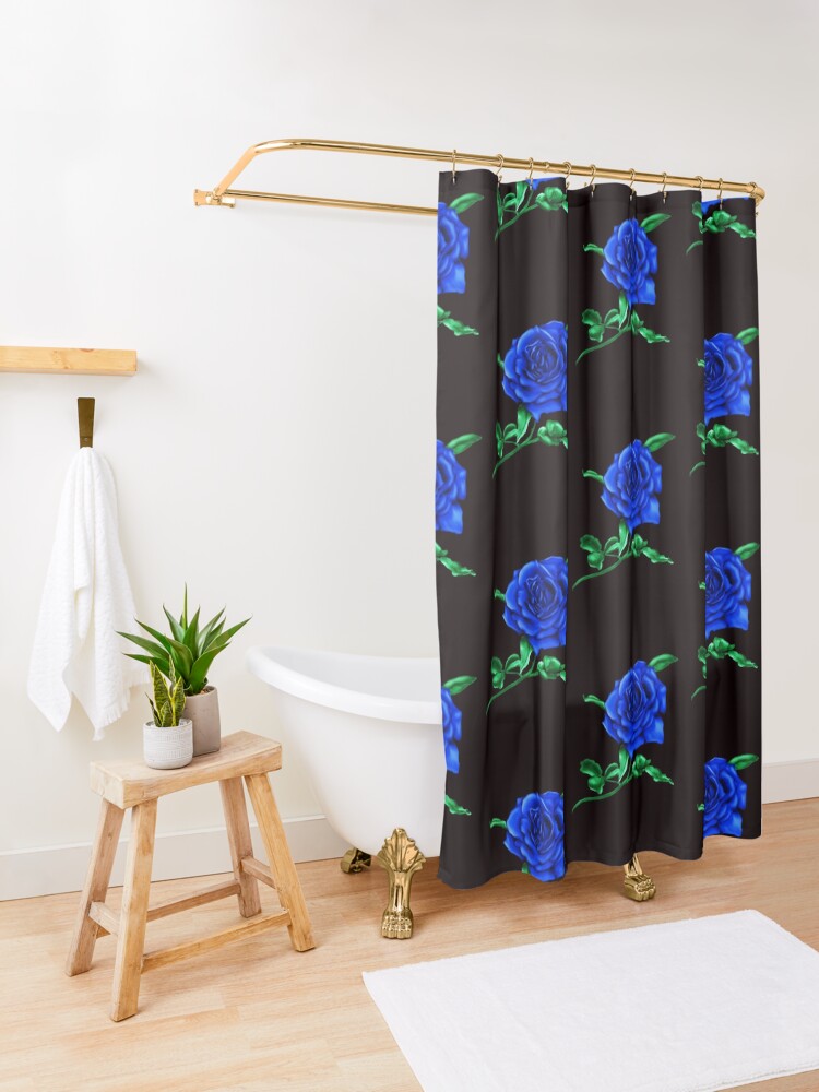 Alternate view of Blue Rose Shower Curtain