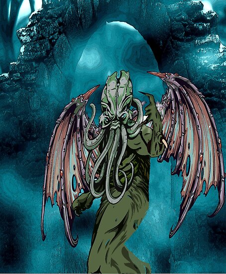 "Call of Cthulhu Mythos Lovecraft Horror Art" Poster by tackytiethings