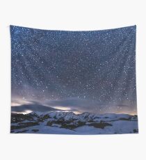 Starry Night Sky Winter Mountain Wall Tapestry