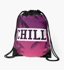 Tropical Chill Quote Drawstring Bag