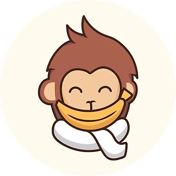 Brown Monkey and Banana Sticker for Sale by Wicmarts