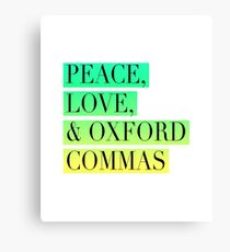 Lienzo Paz, amor y Oxford Commas Trinity