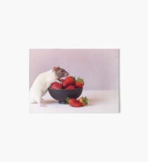 Snoozy loves strawberries Art Board Print