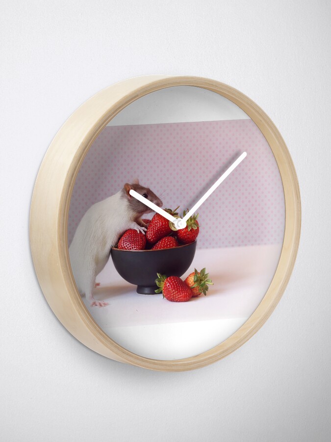 Alternate view of Snoozy loves strawberries Clock