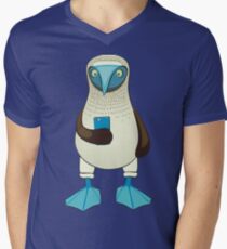 Blue-footed Booby with Phone Men's V-Neck T-Shirt