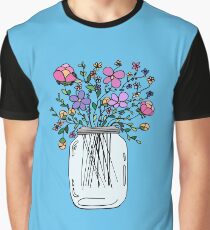 Mason Jar with Flowers Graphic T-Shirt