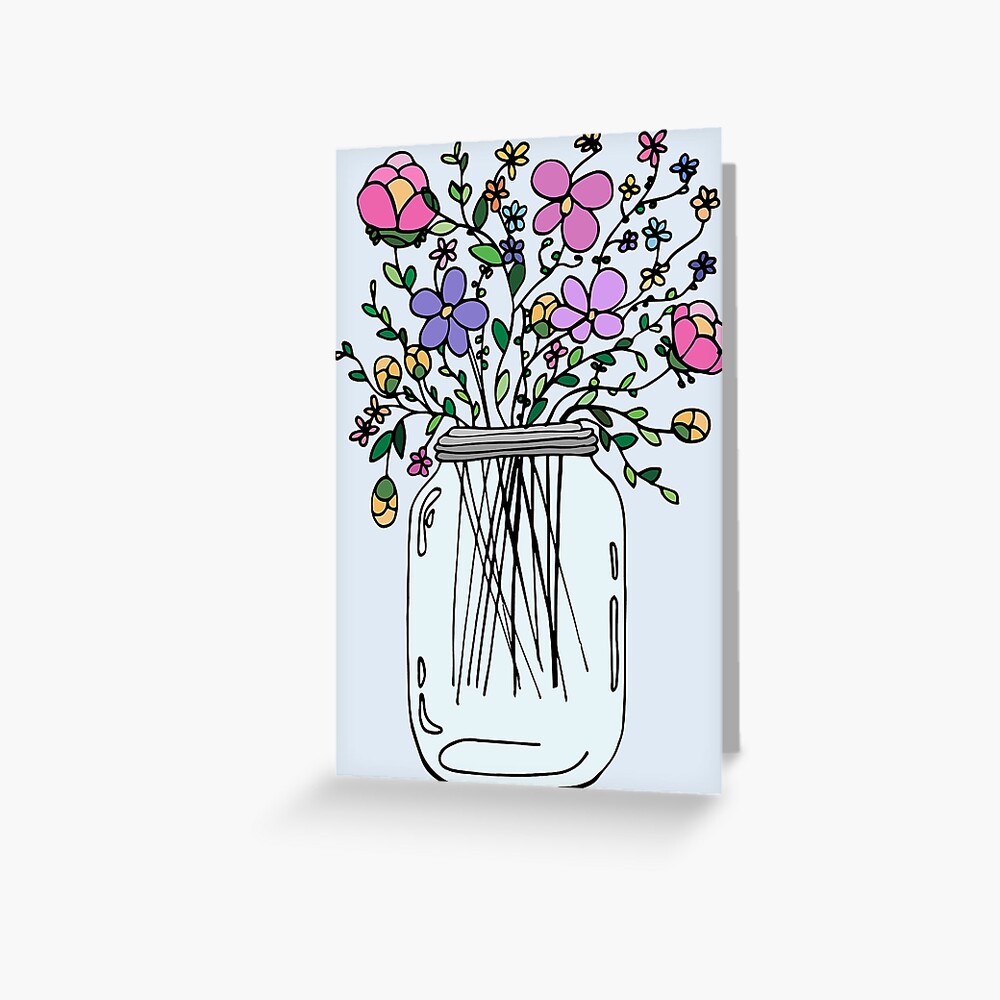 "mason jar with flowers" greeting cardmlleruta redbubble
