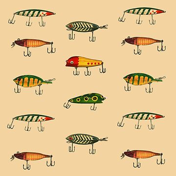 Vintage Fishing Lures Pattern | Postcard