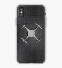 Vinilo o funda para iPhone Quadcopter Drone en negro y gris patrón de fibra de carbono