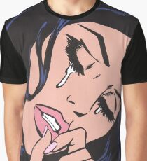 Black Hair Crying Comic Girl Graphic T-Shirt