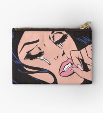 Black Hair Crying Comic Girl Studio Pouch