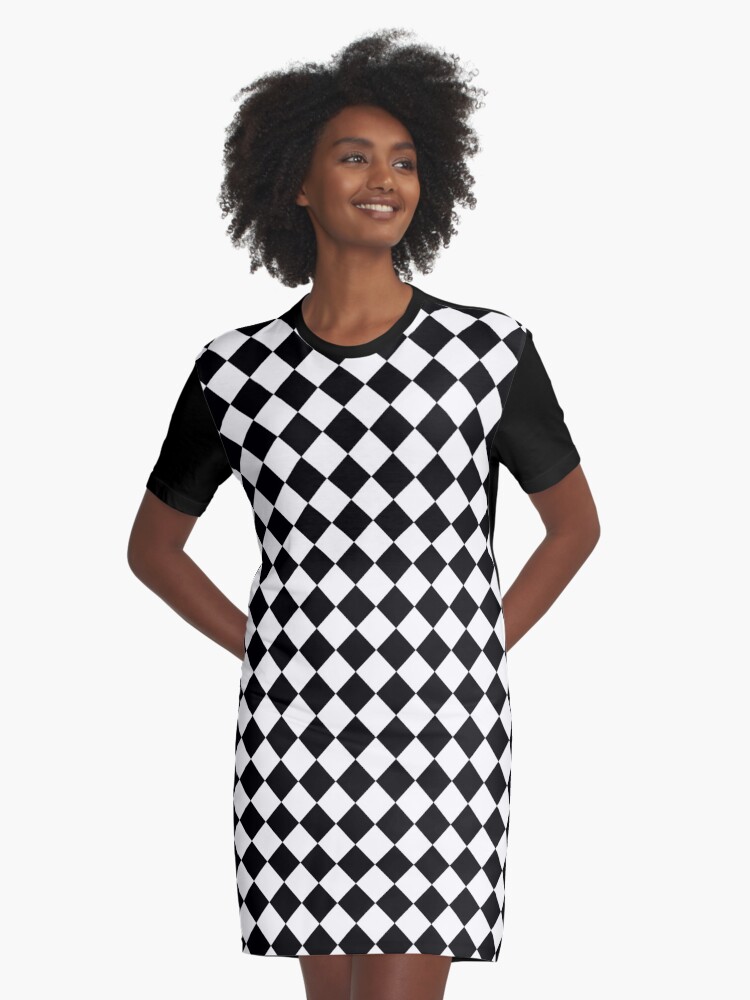  Classic Black and White Large Diamond Checker Board 