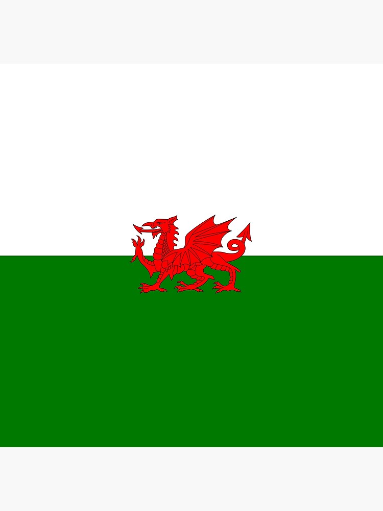 "UK United Kingdom Great Britain Wales Welsh Flag Green and White with Red Dragon" Canvas Print