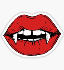 Vampire red lips on black background Sticker