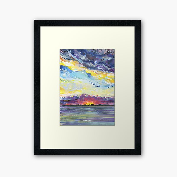 Peaceful sunset on the water painting - 2017 Framed Art Print