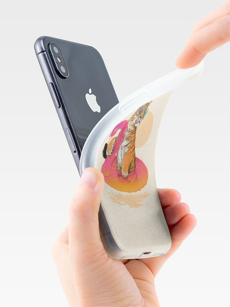 Alternate view of Chillin, Flamingo Tiger iPhone Case & Cover