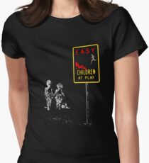 Beach playing games... Women's Fitted T-Shirt