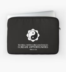 I create opportunities - Bruce Lee - White Text Laptop Sleeve
