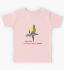Rette die Orange-bauchigen Papageien (helle Hintergrundfarben) Kinder T-Shirt