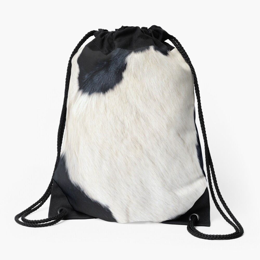 "Cowhide Black and white" Drawstring Bag by Gypsykiss Redbubble
