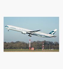 Cathay Pacific 777-300ER Departing Manchester Airport Photographic Print