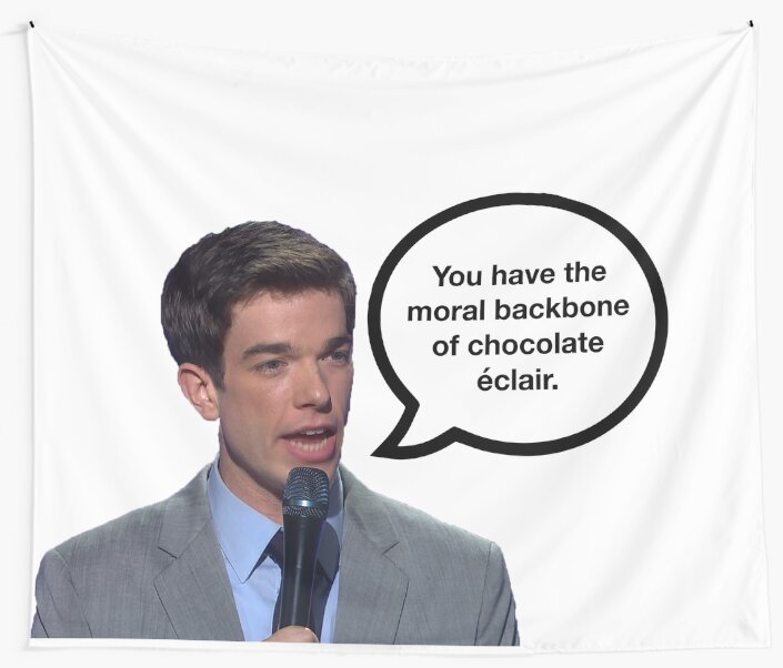 "John Mulaney Chocolate Eclair Quote" Wall Tapestries by juliavindigni | Redbubble