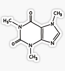 Caffeine molecule molecular structure sticker - hand drawn style Sticker