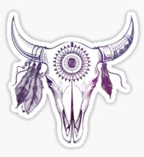 Pink Rose Bull Skull Sticker