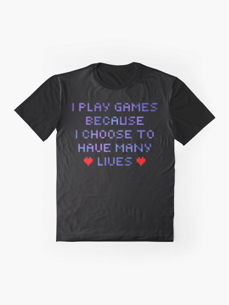 Alternate view of Pixel Text - Many Lives Graphic T-Shirt