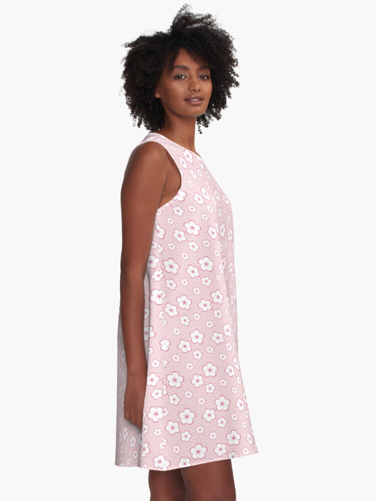 Alternate view of Sakura - white on pink checker A-Line Dress