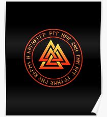 Valknut und Hail Odin Zurück Drucken Poster