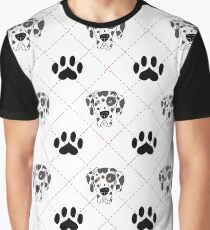 Harlequin Great Dane Paw Print Plaid Graphic T-Shirt