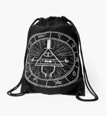 Gravity Falls Bill Cipher - White on Black Drawstring Bag