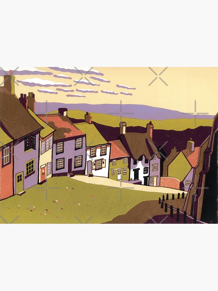 Gold Hill - Original linocut by Francesca Whetnall by Cecca-Designs
