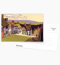 Gold Hill - Original linocut by Francesca Whetnall Postcards