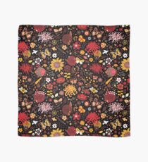 Japanese Garden - Red, Gold and Rust on Black - exotic floral pattern by Cecca Designs Scarf