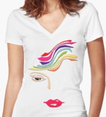 Women - Rainbow Women's Fitted V-Neck T-Shirt