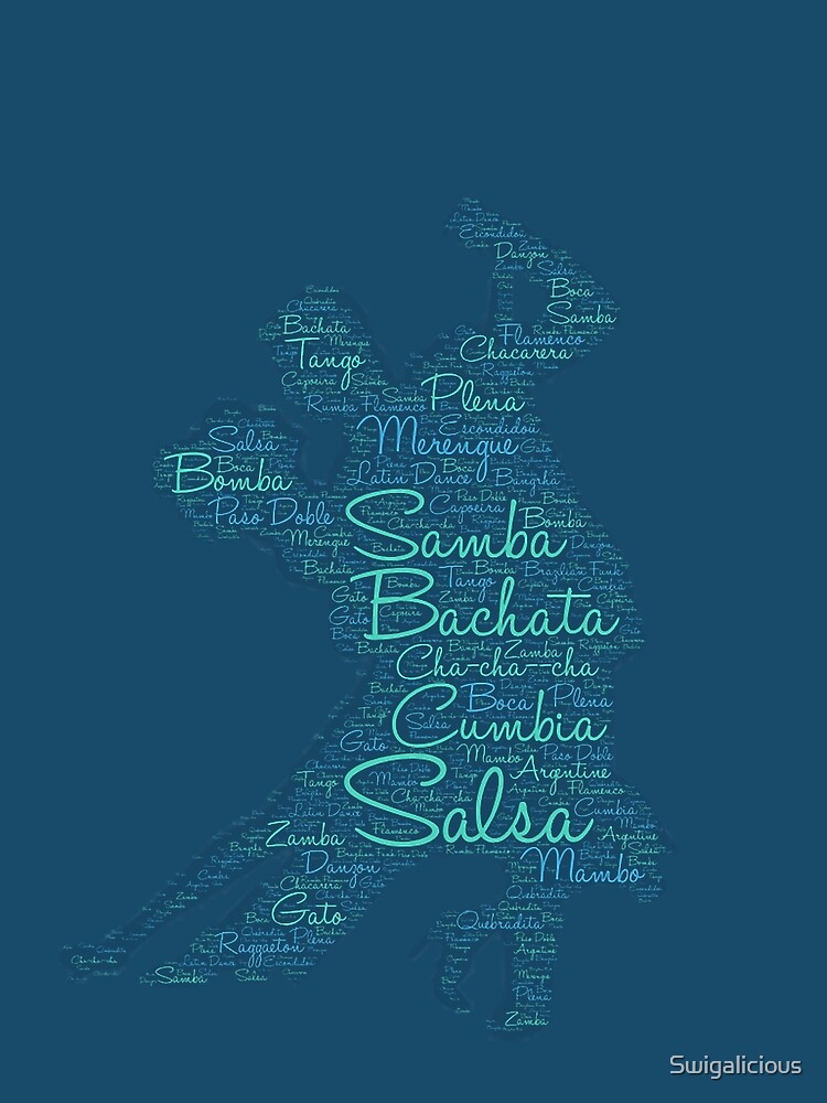 "Latin Dance Word Art Print 3 Blue Green" Sleeveless Top by Swigalicious Redbubble