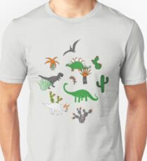 Dinosaur Desert - green and orange on grey - fun pattern by Cecca Designs Unisex T-Shirt