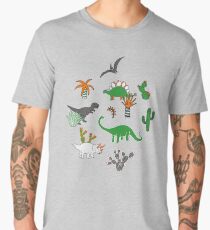 Dinosaur Desert - green and orange on grey - fun pattern by Cecca Designs Men's Premium T-Shirt