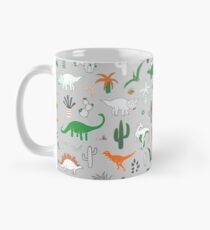 Dinosaur Desert - green and orange on grey - fun pattern by Cecca Designs Mug