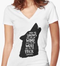 The Lone Wolf Dies, But The Pack Survives Women's Fitted V-Neck T-Shirt