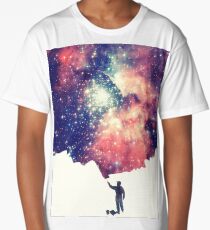 Camiseta larga Pintar el universo (arte espacial colorido y negativo)