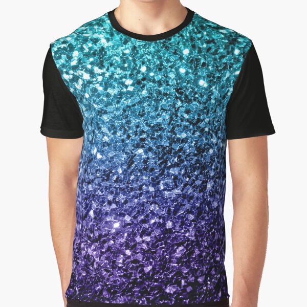 Beautiful Aqua blue Ombre glitter sparkles Graphic T-Shirt