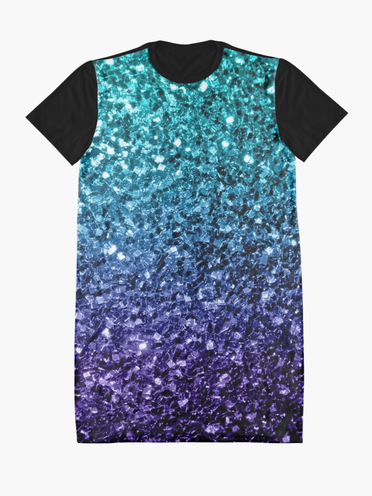 Alternate view of Beautiful Aqua blue Ombre glitter sparkles Graphic T-Shirt Dress