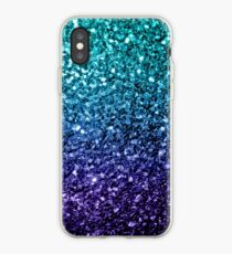 Beautiful Aqua blue Ombre glitter sparkles iPhone Case